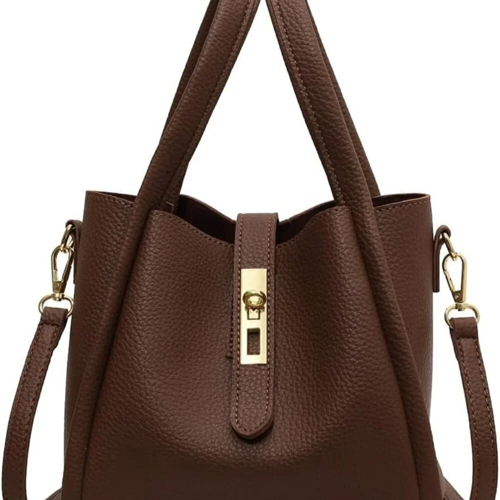 Women Bucket Bag Leather Crossbody Small Handbag Vintage Shoulder Purse